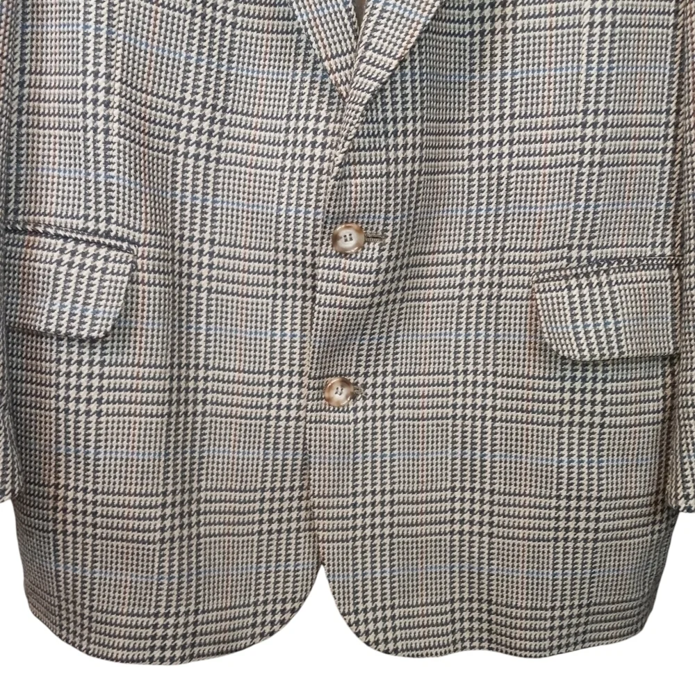 Oscar De La Renta Vintage Wool 2-Button Houndstooth Blazer Size 44L